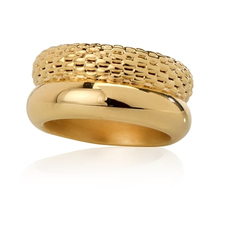 Oro Nuovo 14ct Yellow Gold Double Row Pattern  Ring