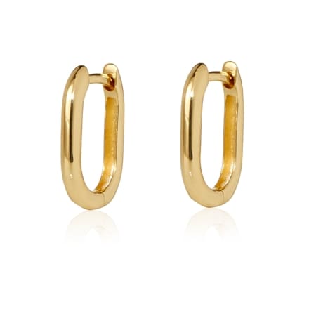 18ct Yellow Gold Rectangular Creole Hoop Earring