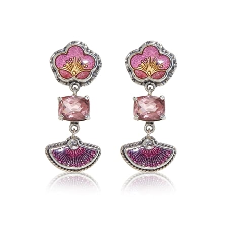 Amy Kahn Russell Flower Fan Drop Earrings Sterling Silver