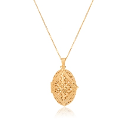 Passport to the Mediterranean Filigree Locket 50+5cm Chain SS YGP