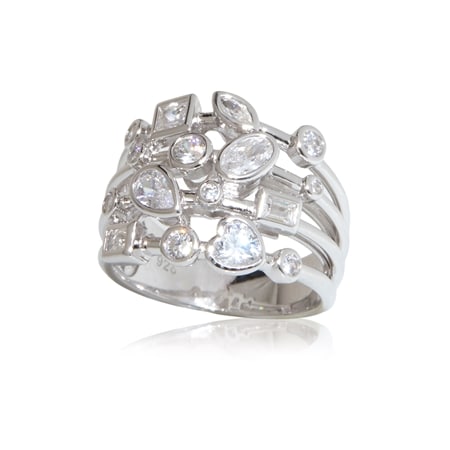 Diamonesque Luxe 1.3ct tw Multi Shape Stationed Ring Sterling Silver