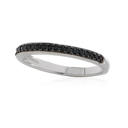 0.2ct Black Spinel Half Eternity Band Ring Sterling Silver