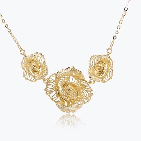 Merletto di Francesca 9ct Yellow Gold Rosa Necklace