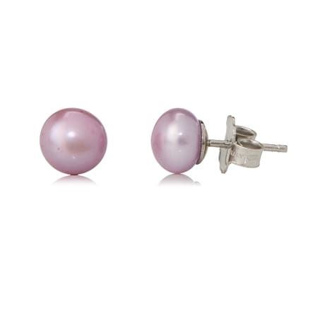 7-7.5mm Cultured Button Freshwater Pearl Stud Earrings SS