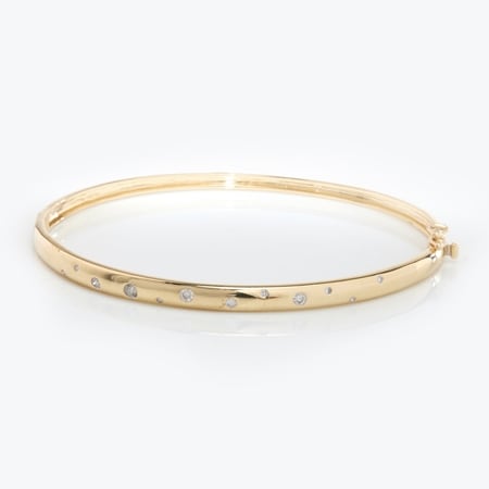 0.25ct Natural Diamond Swiss Set Bangle 9ct Gold