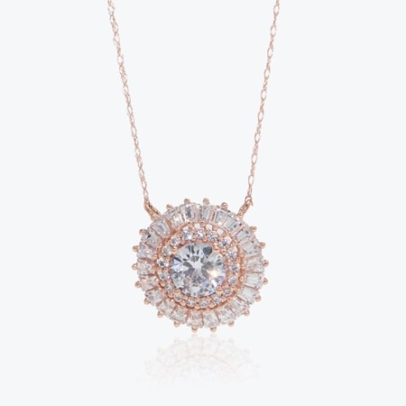 Diamonesque 1.8ct tw Cluster Pendant 50cm 9ct Rose Gold