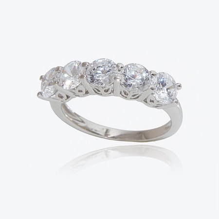 Diamonesque 3.0ct tw 5-Stone Ring Sterling Silver