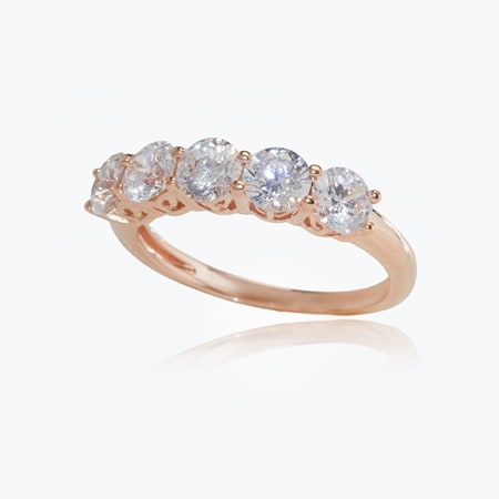 Diamonesque 2.0ct tw 5-Stone Ring Sterling Silver RGP