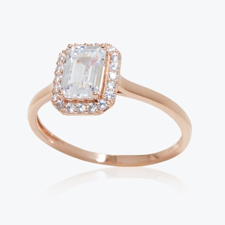 Diamonesque 0.7ct tw Emerald Cut Ring 9ct Rose Gold