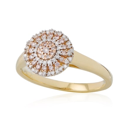 0.25ct Natural Pink & White Diamond  Cluster Ring  9ct Gold