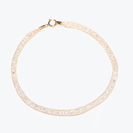 Splendido 14ct Yellow Gold Crochet Sparkle Bracelet 19cm