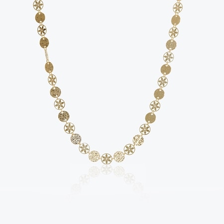 Splendido Italian 14ct Gold Confetti & Flower Ricami Necklace 50cm