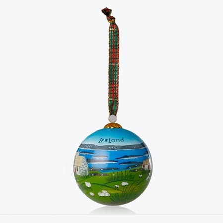 Connemara Marble Irish Town Hand-Painted Glass Bauble