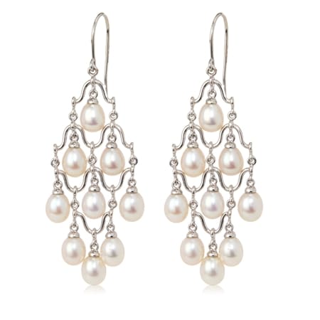 Gems of the Orient 6-6.5mm White FWP Chandelier Earring SS