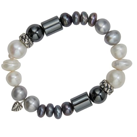 Stephen Dweck Hematite & Multi Colour Pearl Stretch Bracelet