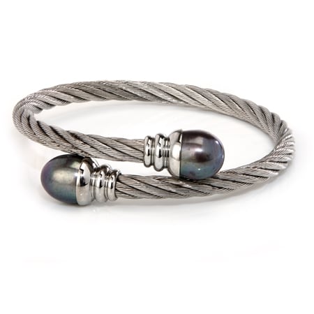 Gems of the Orient 10-11mm Freshwater Pearl Twisted Wrap Bracelet SS
