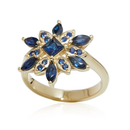 1.51ct Kings Plains Sapphire Floral Statement Ring 9ct Yellow Gold