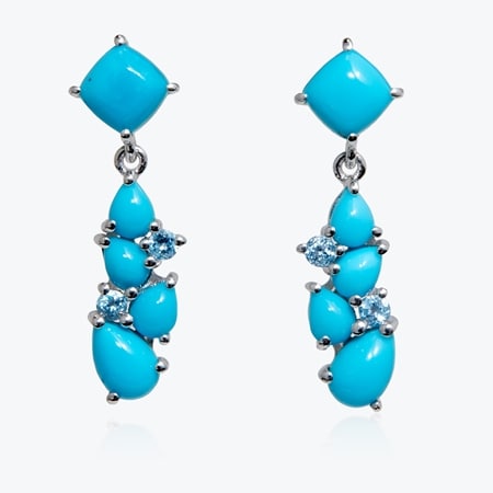 3.2ct Sleeping Beauty Turquoise Drop Earrings Sterling Silver