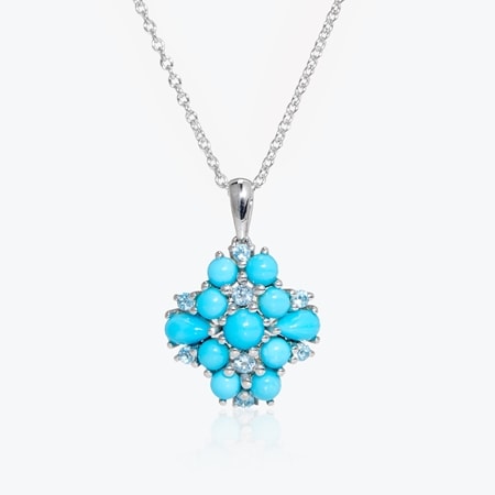 1.9ct Sleeping Beauty Turquoise Floral Pendant 50cm Sterling Silver
