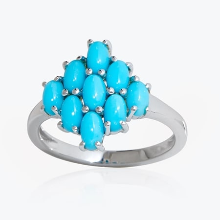 2.4ct Sleeping Beauty Turquoise Statement Ring Sterling Silver