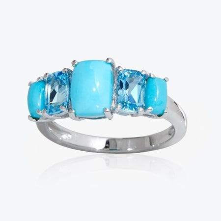 1.3ct Sleeping Beauty Turquoise & Blue Topaz Ring Sterling Silver