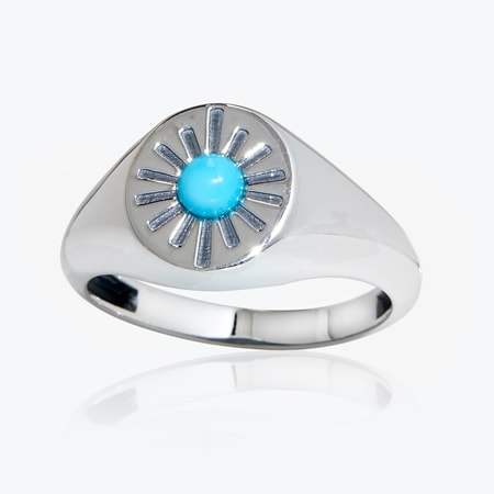 0.2ct Sleeping Beauty Turquoise Signet Ring Sterling Silver