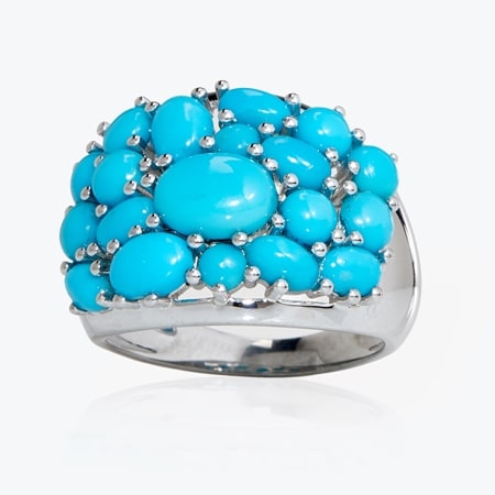 5.1ct Sleeping Beauty Turquoise Cluster Ring Sterling Silver