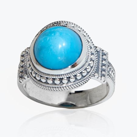 2.5ct Sleeping Beauty Turquoise Oval Ring Sterling Silver