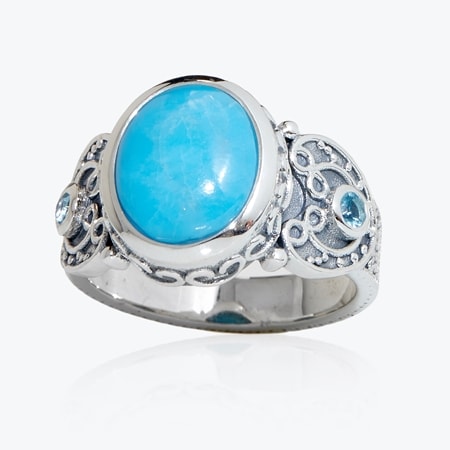2.6ct Sleeping Beauty Turquoise Oval Ring Sterling Silver