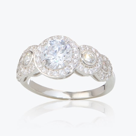 Diamonesque by Charlie Lapson 2.3ct tw Halo Ring Sterling Silver