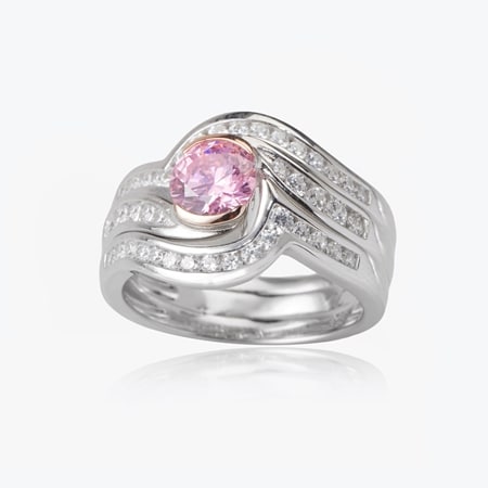 Diamonesque by Charlie Lapson 1.5ct tw Set of 3 Stacking Rings Sterling Sil