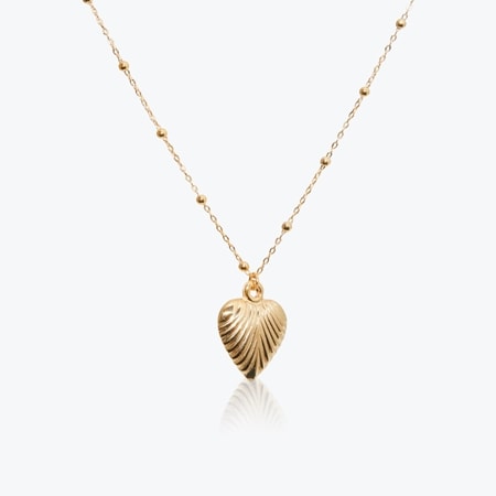 9ct Gold Heart Shell Necklace 45cm