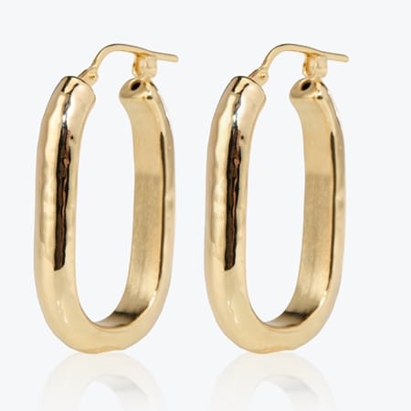 Etrusca Hammered Hoop Earrings 18ct YGP