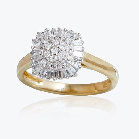0.50ct Diamond Brilliant and Baguette Christmas Ring 9ct Gold
