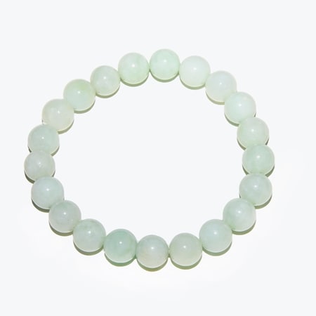 Gems of the Orient 9.5-10mm Round Green Jade Stretch Bracelet