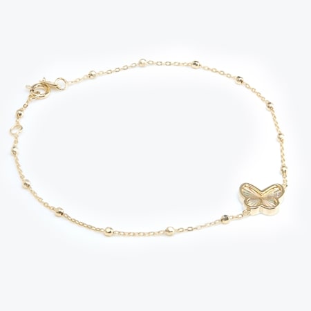 9ct Yellow Gold Rainbow Butterfly Adjustable Bracelet 19cm