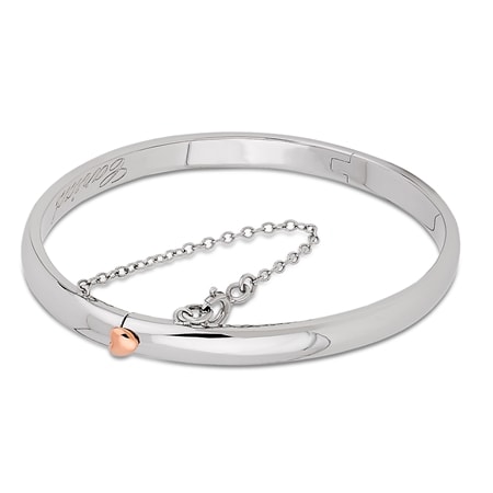 Clogau Cariad Sterling Silver Bangle SS & 9ct Gold