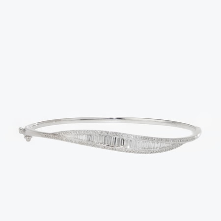 1.00ct Natural Diamond Baguette Bangle 9ct WG