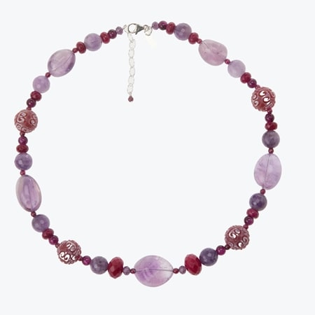 Amy Kahn Russell Raspberry Quartz Amethyst Necklace Sterling Silver