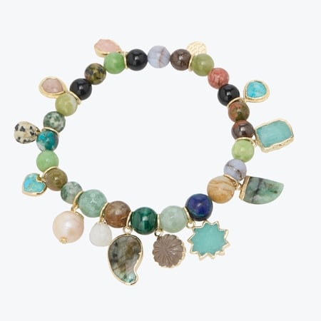 Hilary Joy Couture 150ct Multi Gemstone Charm Bracelet SS 19cm
