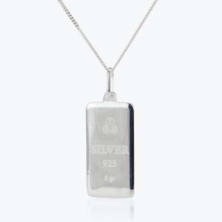 Sterling Silver 5 Gram Ingot Pendant 51cm
