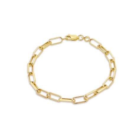 9ct Yellow Gold Faceted Paperclip Bracelet 20cm