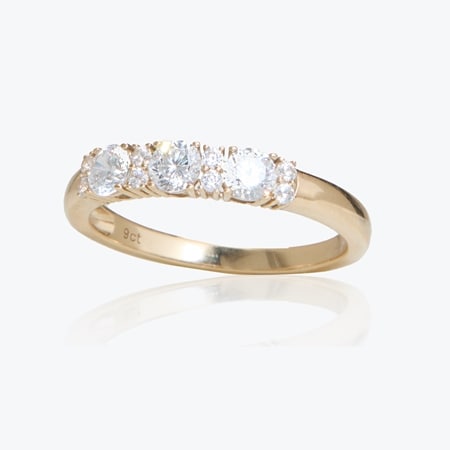Diamonesque 1.00ct Trilogy Cluster Stacking Ring 9ct Gold