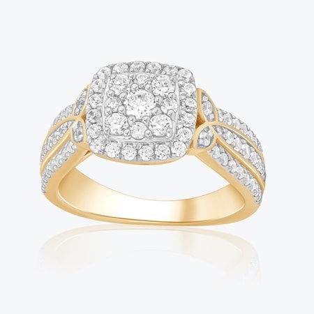 1.08ct De Beers Diamond Origin Story Cushion Halo Ring 18ct YG