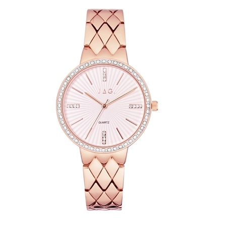 JAG Balmoral Stone Set Watch Rose