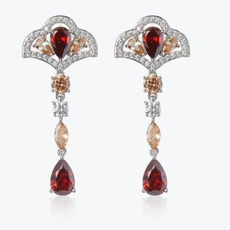 Marilyn Monroe Diamonesque 5.0ct tw Sim. Ruby Drop Earrings SS