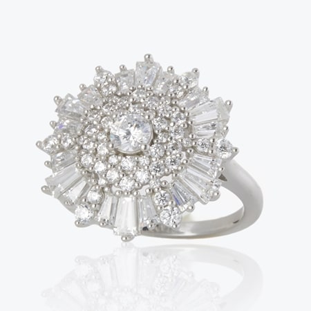 Marilyn Monroe Diamonesque 2.4ct tw Baguette Ring Sterling Silver