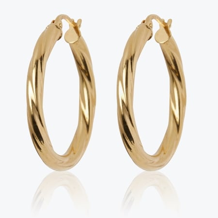 Unoaerre  Twisted Hoop Earrings  18ct Yellow  Gold