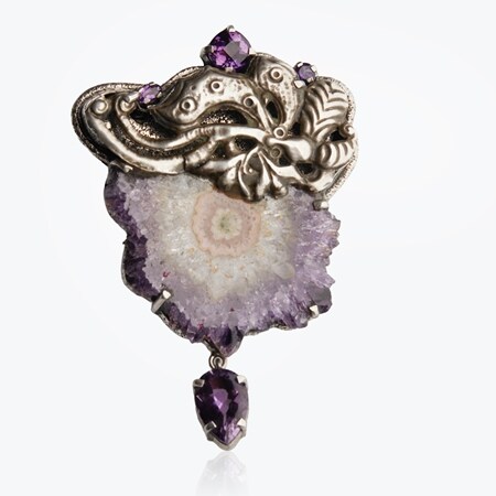 Amy Kahn Russell OAK Amethyst Pin Pendant Sterling Silver
