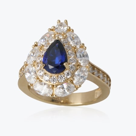 Diamonesque by Charlie Lapson 4.2ct tw Sim. Sapphire Ring Sterling Silver